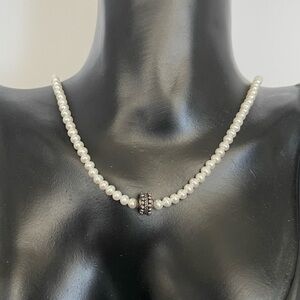 Sterling silver freshwater heavy statement pearl necklace